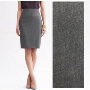 Banana Republic Grey Wool Pencil Skirt Knee-Length Workwear Size 10